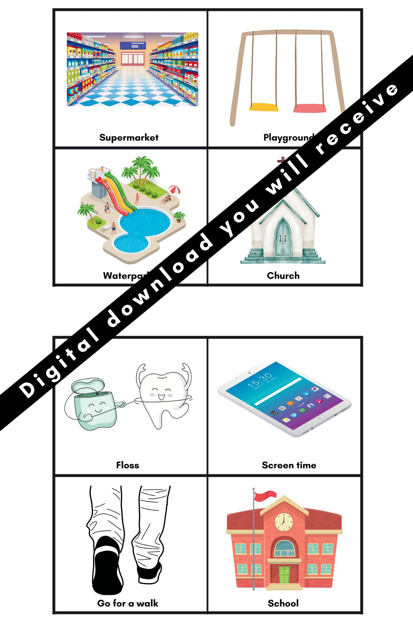 First Then Visuals Bundle PDF